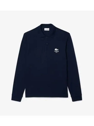 Men s soft branding long sleeve polo navy - LACOSTE - BALAAN 1