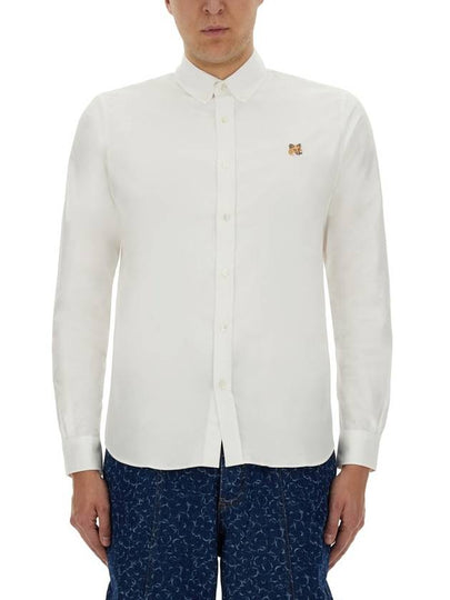 Fox Head Embroidery Long Sleeve Shirt White - MAISON KITSUNE - BALAAN 2