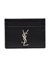 Monogram Card Case in Smooth Leather Black - SAINT LAURENT - BALAAN 1