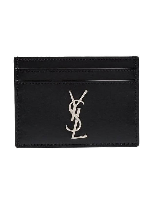 Monogram Card Case in Smooth Leather Black - SAINT LAURENT - BALAAN 1