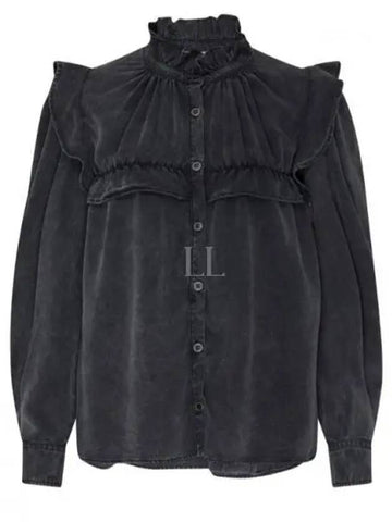 24 Edeti CH0005FD B1H04E 02FK Ruffle Denim Blouse - ISABEL MARANT - BALAAN 1