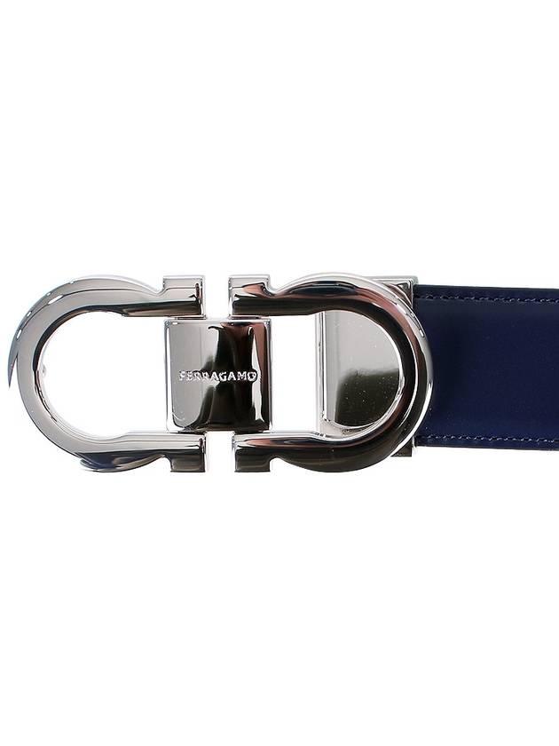 Gancini Reversible Leather Belt Midnight Blue - SALVATORE FERRAGAMO - BALAAN 6