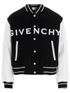 Logo Leather Wool Bomber Jacket Black - GIVENCHY - BALAAN 2