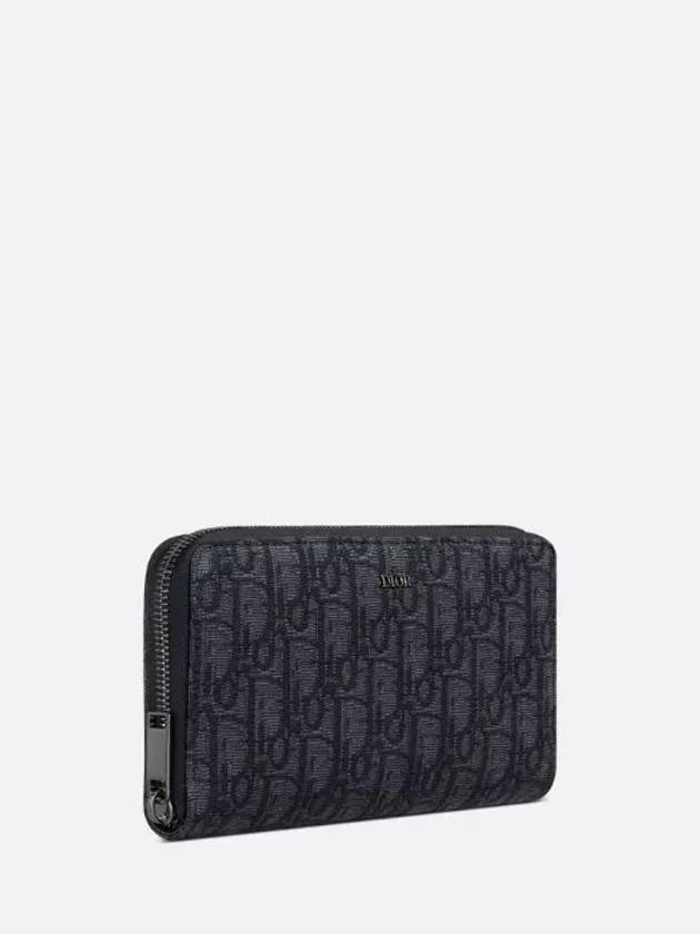 Oblique Jacquard Zipper Long Wallet Black - DIOR - BALAAN 4