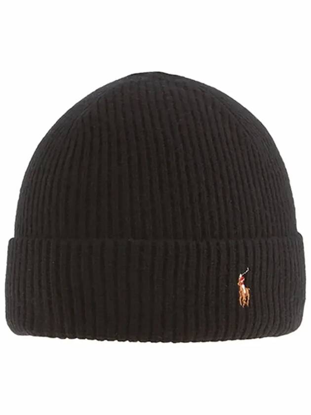 Pony Logo Wool Beanie Black - POLO RALPH LAUREN - BALAAN 4