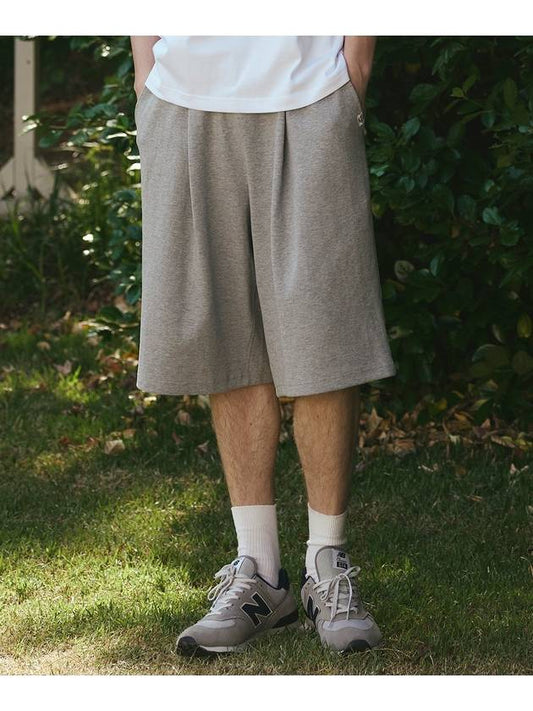 _WIDE ONE TUCK BERMUDA SWEAT SHORTS M GRAY - THE GREEN LAB - BALAAN 1