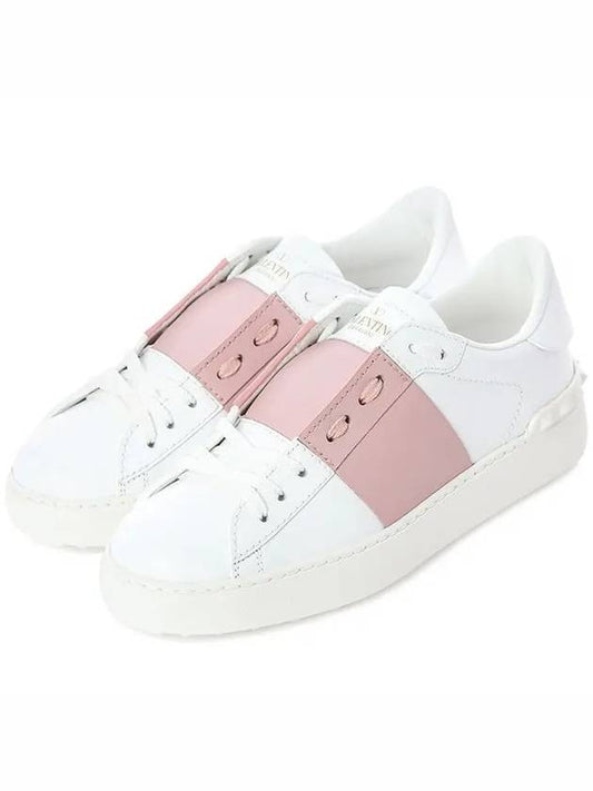 Hidden Strap Rockstud Color Contrast Sneakers Pink - VALENTINO - BALAAN.