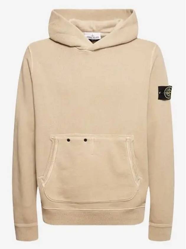 Old Effect Cotton Diagonal Fleece Hoodie Biscuit - STONE ISLAND - BALAAN 2