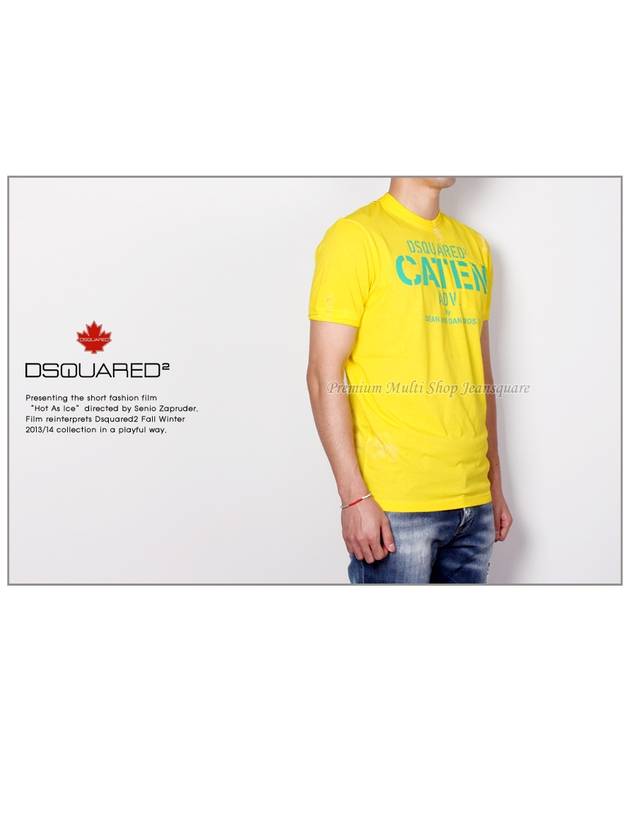 Men's CATEN Dean Dan Pocket Short Sleeve TShirt 74GC0897 Yellow - DSQUARED2 - BALAAN 4