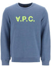 Men's Neon VPC Logo Long Sleeve Sweatshirt Blue - A.P.C. - BALAAN 1