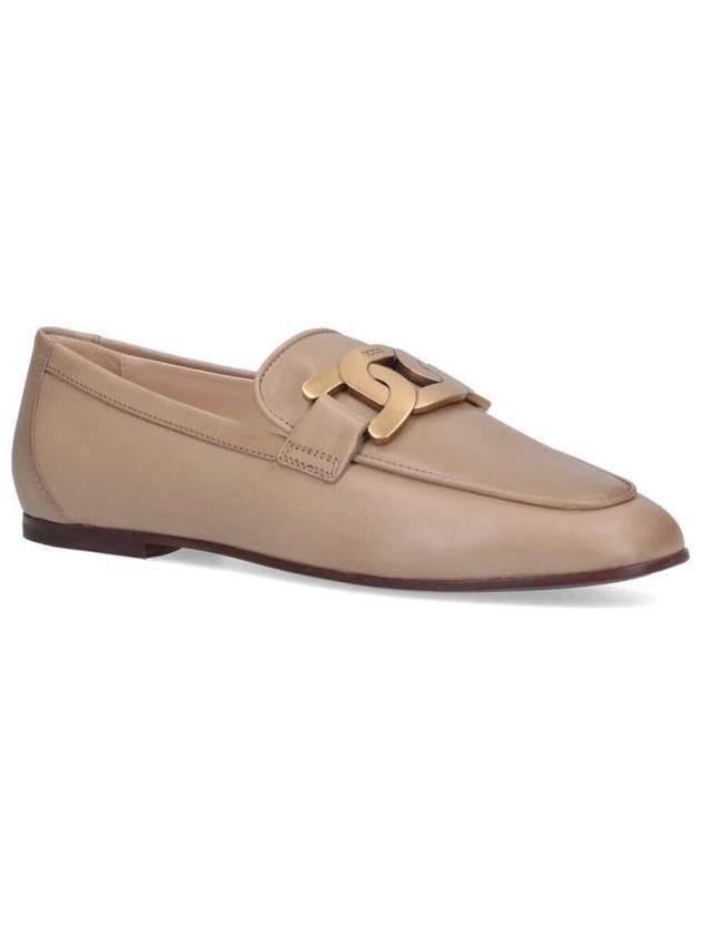 Kate Metal Logo Leather Loafers Beige - TOD'S - BALAAN 3