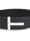 Sliver Soft Grain Leather T Icon Belt Dark Navy Black - TOM FORD - BALAAN 7