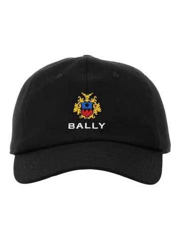 Crest Logo Cotton Ball Cap Black - BALLY - BALAAN 1