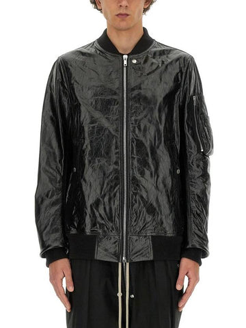 Rick Owens Leather Bomber Jacket - RICK OWENS - BALAAN 1