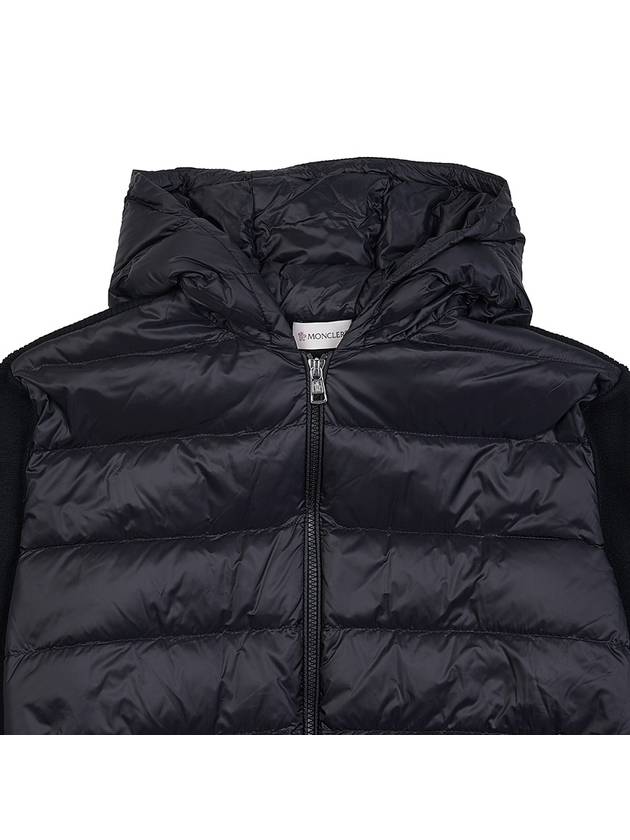 Logo Patch Padded Wool Hooded Jacket Black - MONCLER - BALAAN 4