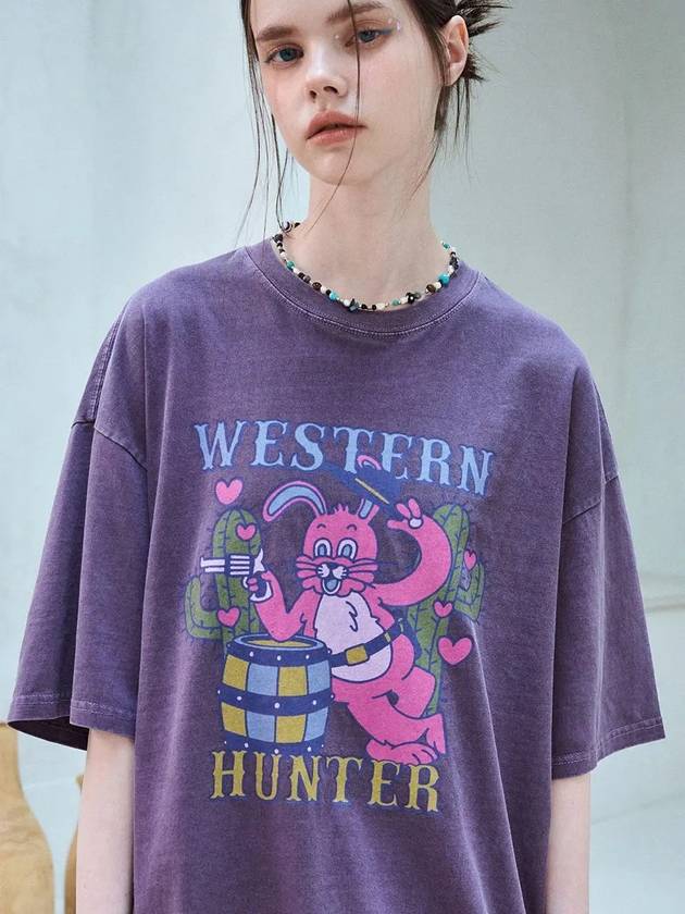 Western Hoppy Pigmented Short Sleeve T Shirt Ash Purple - CPGN STUDIO - BALAAN 3