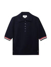 RWB Trimming Milano Stitch Short Sleeve Polo Shirt Navy - THOM BROWNE - BALAAN 2