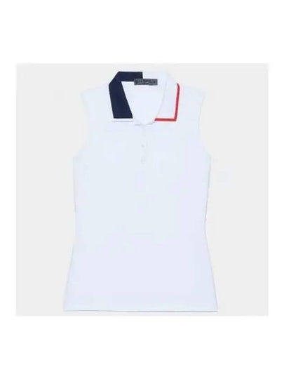 Women's Contrast Collar Silky Tech Nylon Sleeveless Polo Snow - G/FORE - BALAAN 2