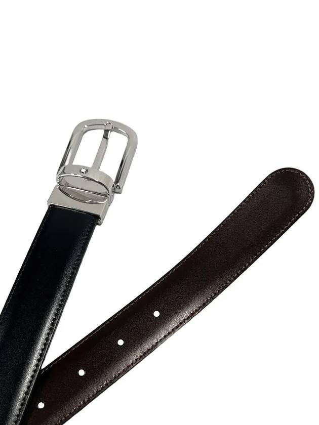 Round Buckle 30mm Reversible Leather Belt Black Brown - MONTBLANC - BALAAN 6