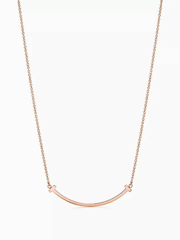 Tiffany T Smile Pendant Rose Gold Diamond Small Women's Necklace - TIFFANY & CO. - BALAAN 3