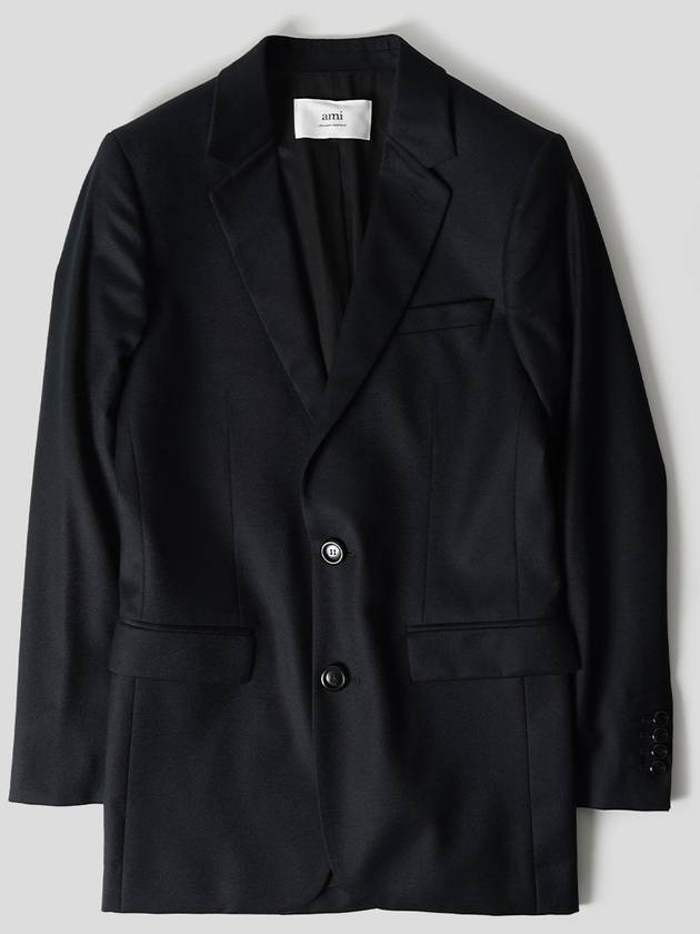 Virgin Wool Two-Button Jacket Black - AMI - BALAAN 2