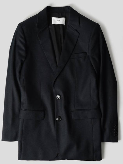 Virgin Wool Two-Button Jacket Black - AMI - BALAAN 2