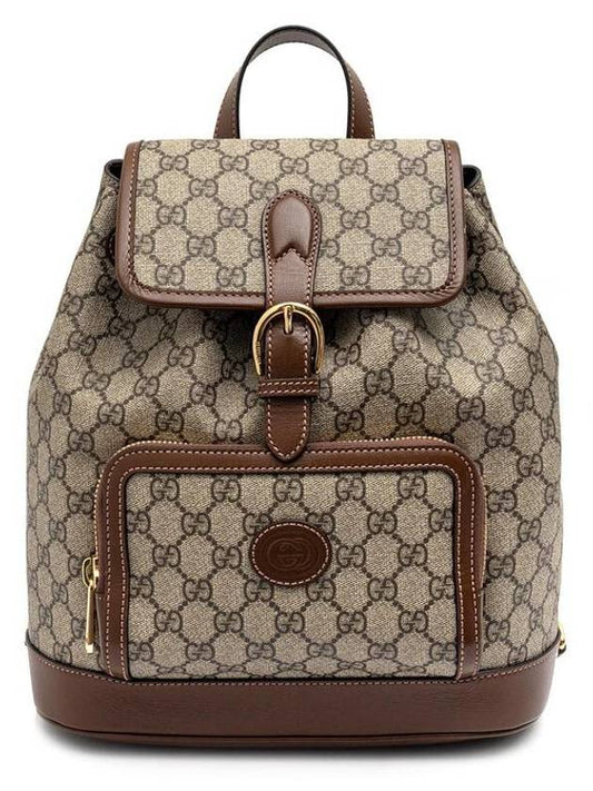 Backpack with Interlocking G GG Supreme Canvas - GUCCI - BALAAN 2