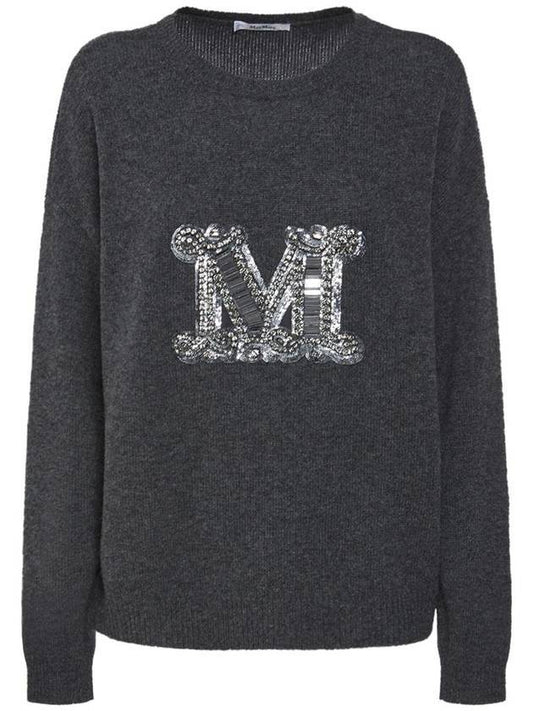 Women's Palato M Logo Knit Top Dark Grey - MAX MARA - BALAAN 1