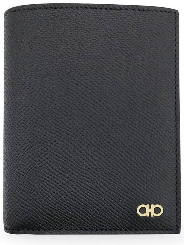 Gancini Compact Half Wallet Black - SALVATORE FERRAGAMO - BALAAN 2