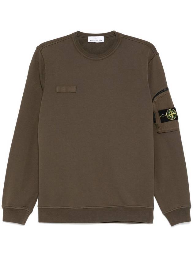 Zipper Pocket Crew Neck Sweatshirt Green - STONE ISLAND - BALAAN 1