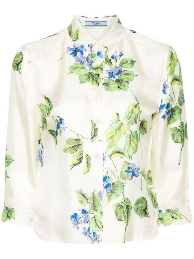 floral print shirt white - PRADA - BALAAN 2