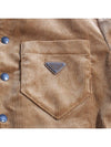 Triangle Logo Corduroy Velvet Shirt Jacket Beige SC554M 144R F0346 - PRADA - BALAAN 4