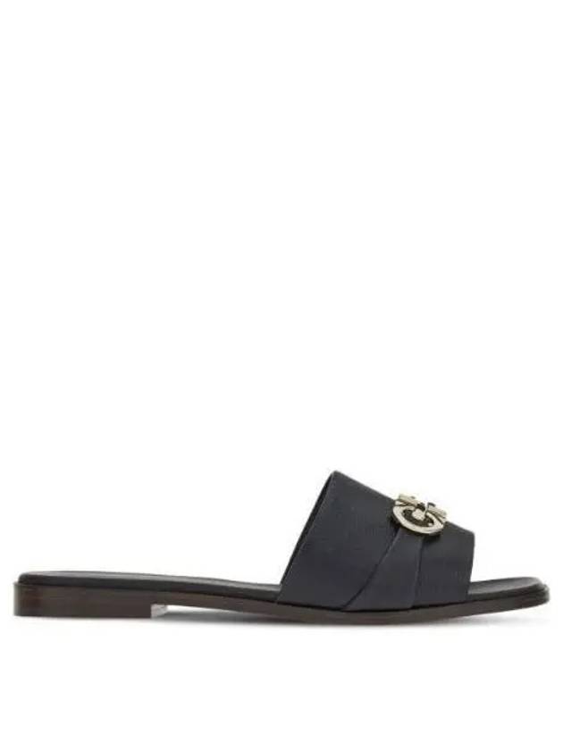 Gancini Leather Slippers Black - SALVATORE FERRAGAMO - BALAAN 2