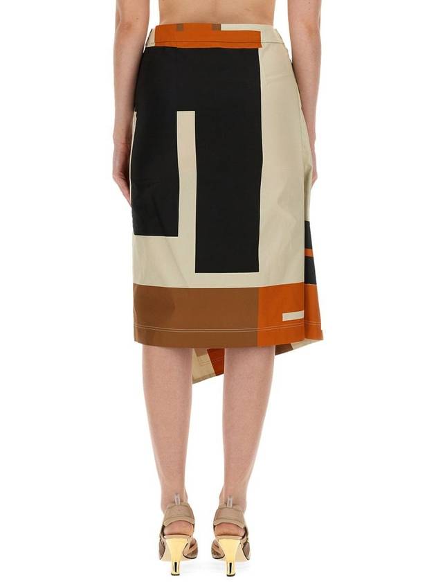 Maxi FF Puzzle Cotton Poplin A-Line Skirt - FENDI - BALAAN 4