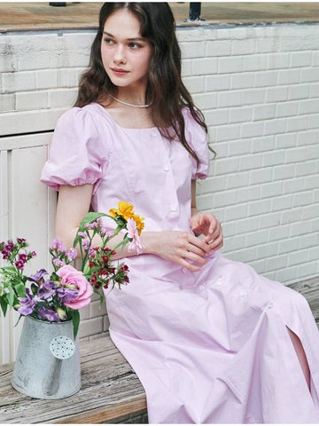 Puff Sleeve Long Dress Pink - METAPHER - BALAAN 1