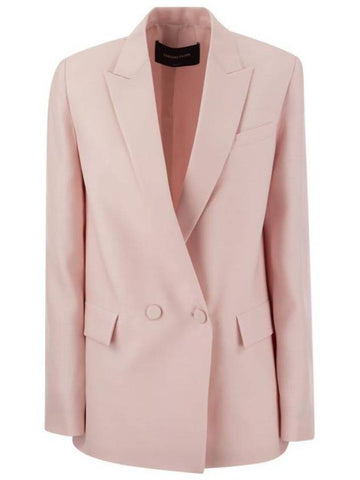 Wool Silk Double Breasted Jacket Pink - FABIANA FILIPPI - BALAAN 1