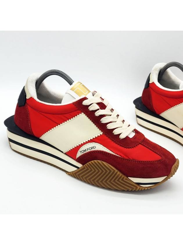 Men s James Low Top Sneakers Red - TOM FORD - BALAAN 5