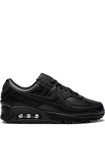 Air Max 90 Leather Low Top Sneakers Triple Black - NIKE - BALAAN 1