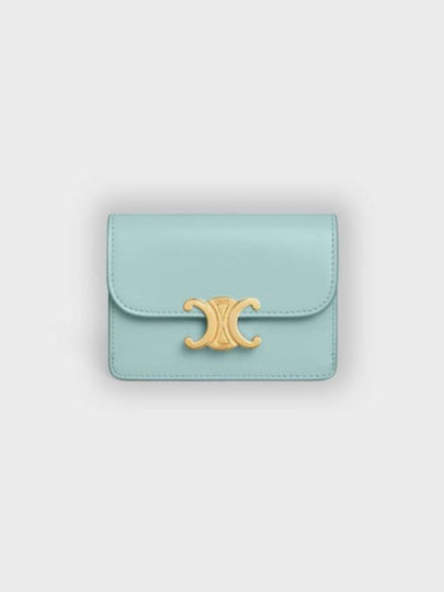 Triomphe Shiny Calfskin Flap Card Holder Pool - CELINE - BALAAN 2