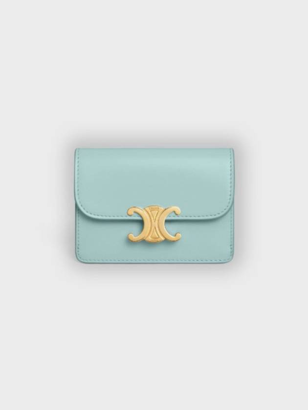 Flap Triomphe Card Wallet Shiny Calfskin Blue Lagoon 10I583DPV 06PS - CELINE - BALAAN 2