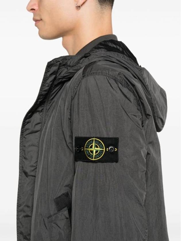 4100092 Crinkle Reps R-NY Wind Resistant Anti Drop Hooded Jacket Grey - STONE ISLAND - BALAAN 4