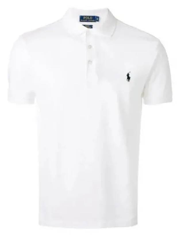 Men's Embroidery Navy Pony Short Sleeve Polo Shirt White - POLO RALPH LAUREN - BALAAN 2