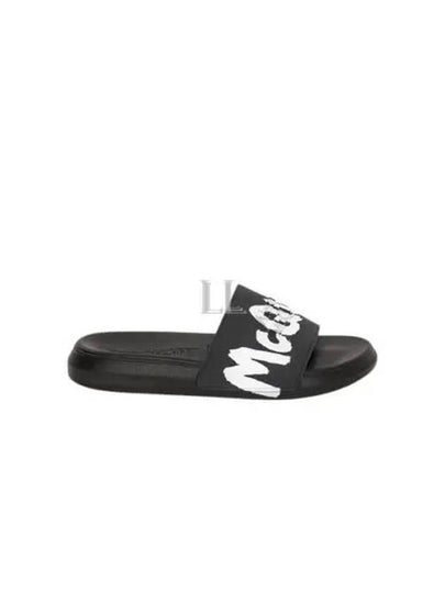 Men's Graffiti Rubber Pool Slippers Black - ALEXANDER MCQUEEN - BALAAN 2