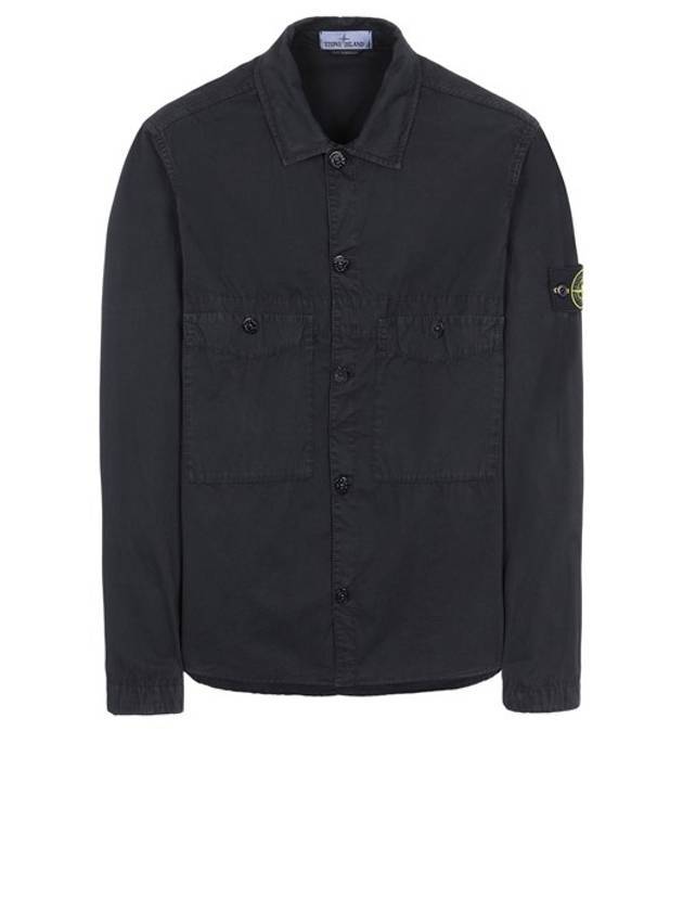 Men's Wappen Two Pocket Overfit Long Sleeve Shirt Black - STONE ISLAND - BALAAN.