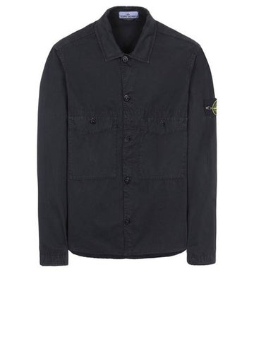 Men's Wappen Two Pocket Overfit Long Sleeve Shirt Black - STONE ISLAND - BALAAN.