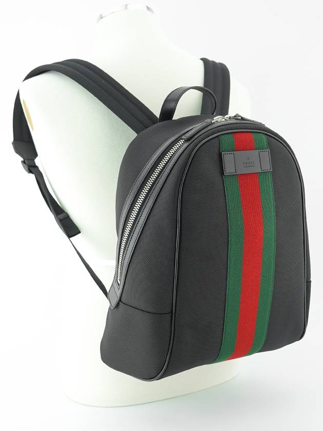 Web Stripe Canvas Backpack Black - GUCCI - BALAAN.
