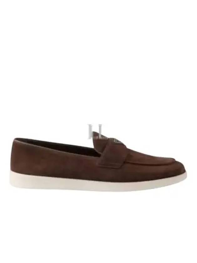 Triangle Logo Suede Loafers Dark Brown - PRADA - BALAAN 2