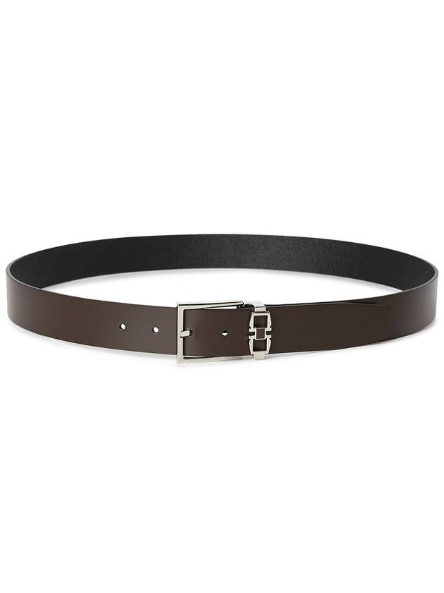 Gancini Leather Belt Brown - SALVATORE FERRAGAMO - BALAAN 4