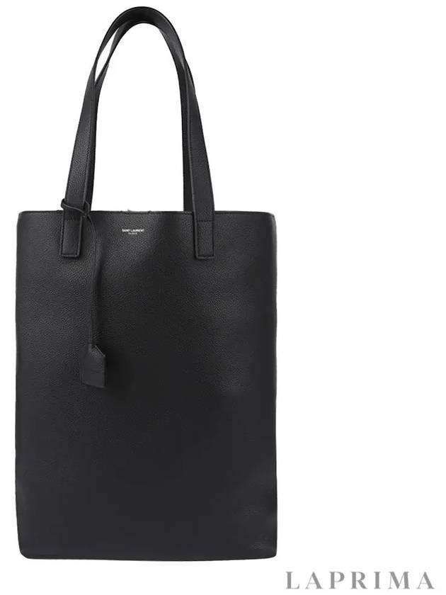 Grained Leather Bold Shopping Shoulder Bag Black - SAINT LAURENT - BALAAN 9