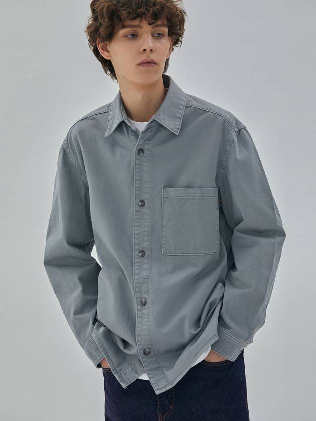 Denim Garment Pocket Long Sleeve Shirt Blue Grey - CORK - BALAAN 4